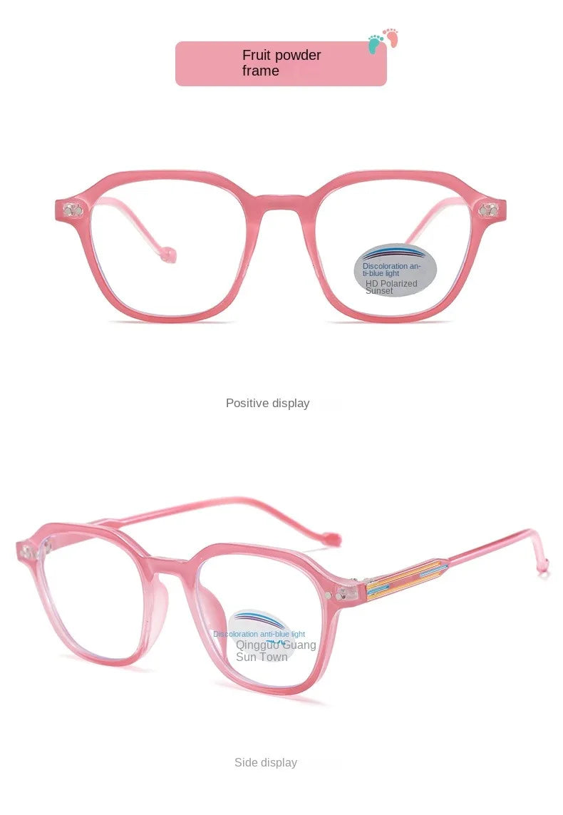 2PACK Children Radiation Protection Glasses Fashion Plain Glasses for Kid Computer Phone Online Course Anti Blue Light Glasses