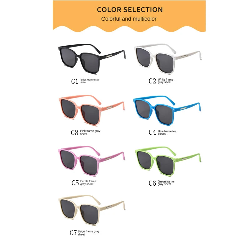 Children Sunglasses 2024 Fashion Square Kids Sunglasses Boy Girl Square Goggles Baby Travel Glasses 7 Colors Optional UV400