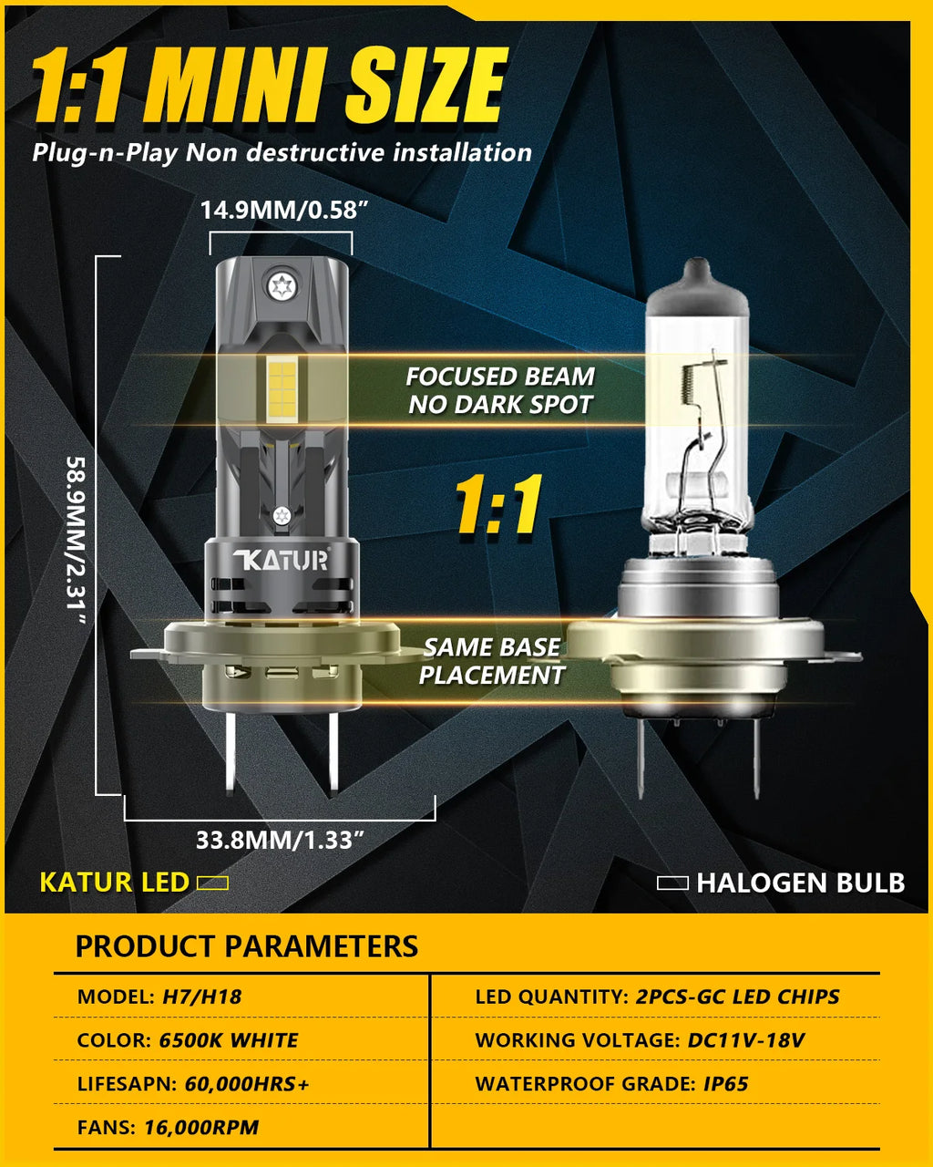 2x H7 LED Headlight Bulb Mini Wireless 100W 20000LM 6500K for Car Headlamp Auto Diode Lamps H7 Turbo Led 12V Automobile