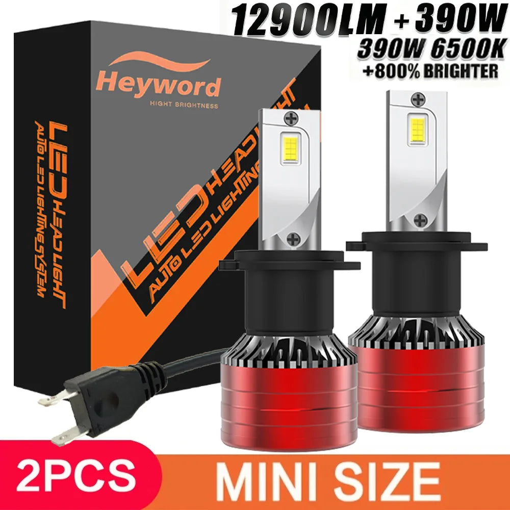 Heyword 2Pcs Car Headlight H4 H7 LED H11 9005 9006 H1 Auto Bulbs 390W 129000LM Light Lamp 6000K 12V Led Headlight Bulbs
