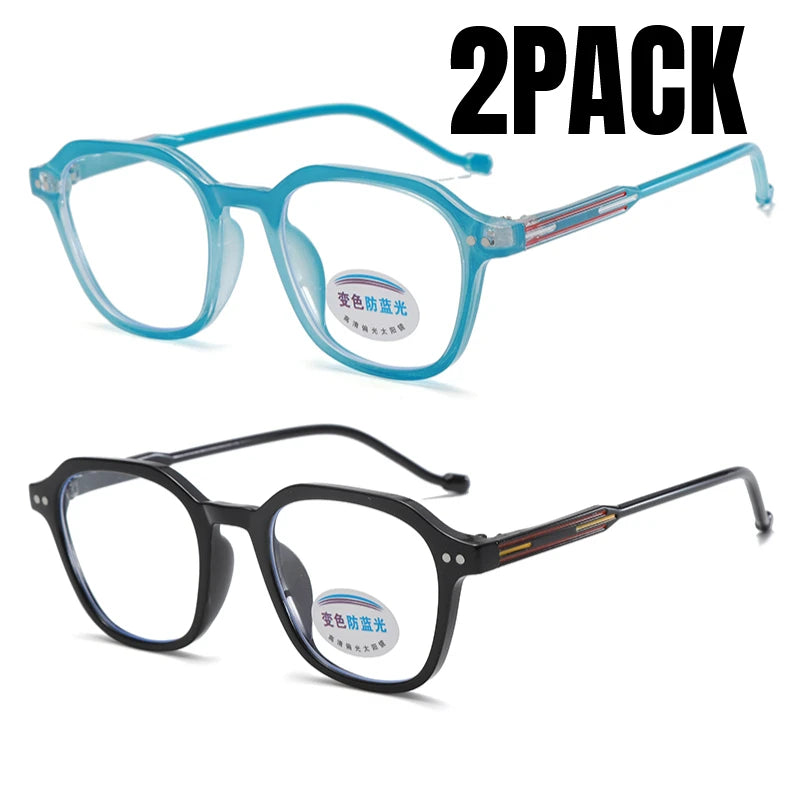 2PACK Children Radiation Protection Glasses Fashion Plain Glasses for Kid Computer Phone Online Course Anti Blue Light Glasses