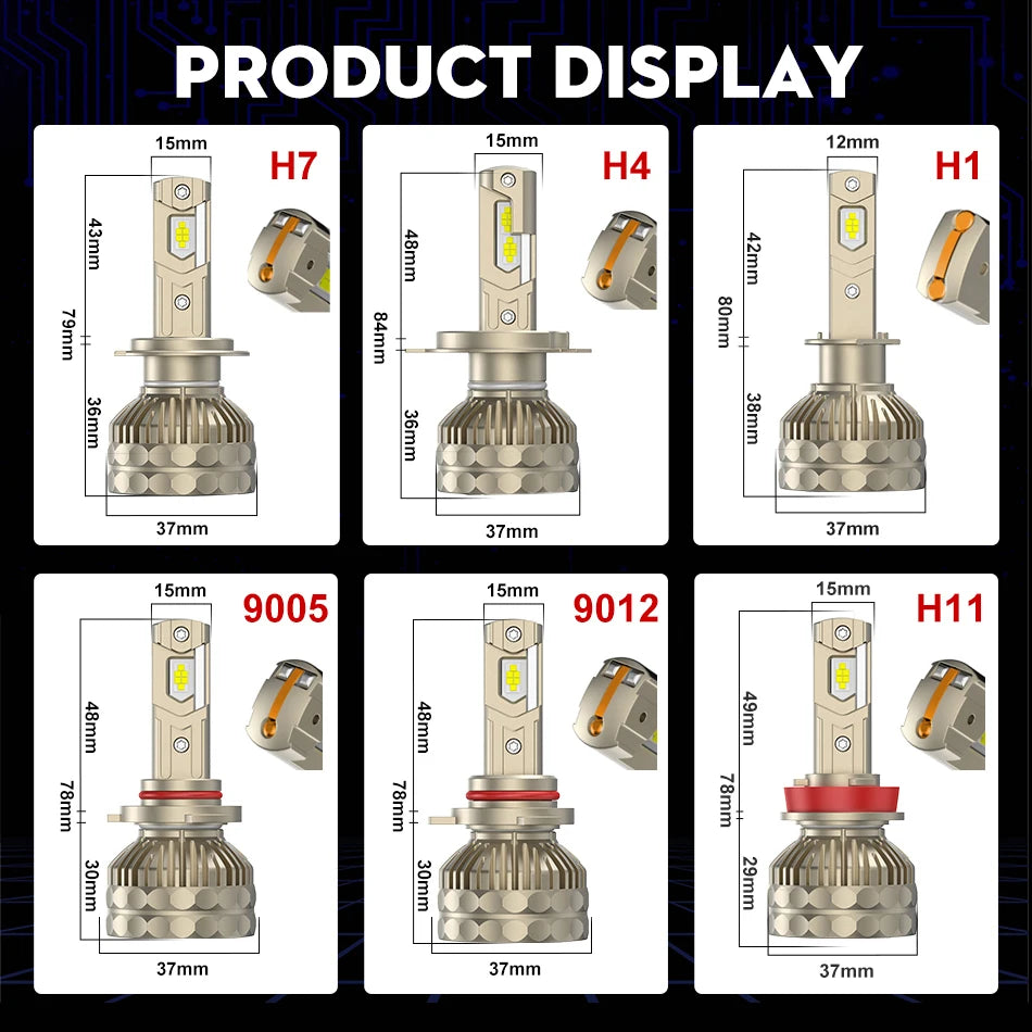 30000LM H7 LED Canbus Car Headlight Super HB4 H11 H4 H1 9012 HB3 9005 9006 H8 Lights Plug-N-Play Bulbs 300W 6000K Auto Lamp