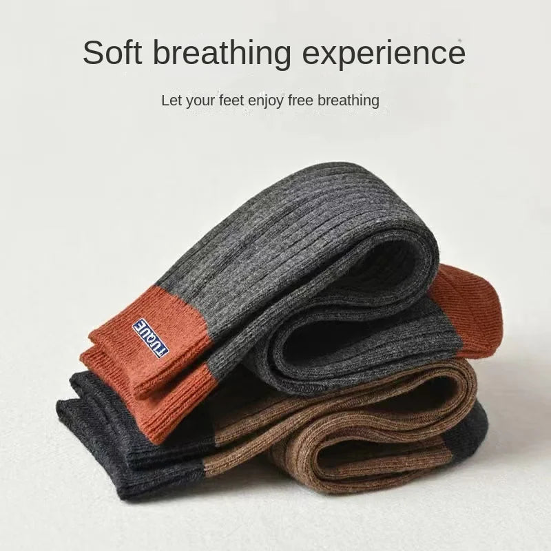 5 Pairs Men's Trendy Color Block Crew Socks, Breathable Comfy Casual Unisex Socks For Men's Outdoor Wearing All Seasons Wearing