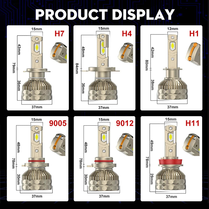 30000LM H7 LED Canbus Car Headlight Super HB4 H11 H4 H1 9012 HB3 9005 9006 H8 Lights Plug-N-Play Bulbs 300W 6000K Auto Lamp