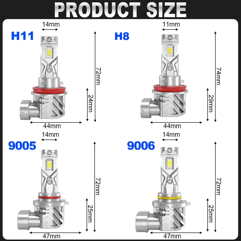 25000LM H8 H11 LED Headlight Canbus 9005 HB3 9006 HB4 CSP LED Headlamp Bulb 120W Turbo Auto Lamp 6000K 12V