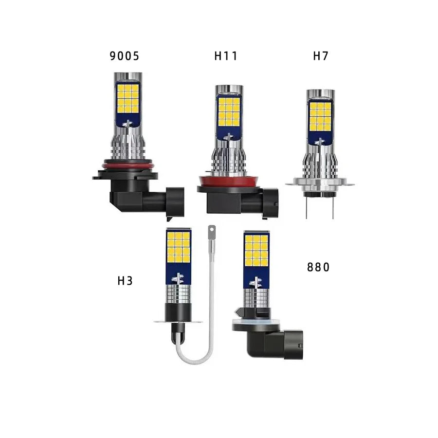 2 H8 H9 LED H11 9005 HB3 9006 HB4 car CSP LED fog light bulbs 3000K6000K yellow white car fog lights daytime running lights