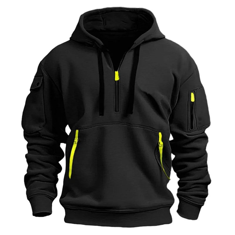 Men's Hoodie Multi Pocket Zipper Casual Sports Hoodie Men/Women Plus Size Loose Pullover Fashion Sweatshirt Long-Sleeve tops
