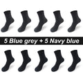 10Pairs/Lot Men's Bamboo Fiber Socks Long Black Business Soft Breathable New High Quality  Autumn for Male Socks Plus Size 39-48