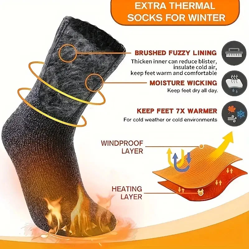 3 pairs Boot Socks for Women Thermal Socks For Thick Winter Outdoors Warm Socks Soft Warm Classic Big Girl Cotton Socks